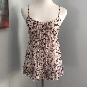 EXPRESS Sheer Floral Button Front Top Y2K